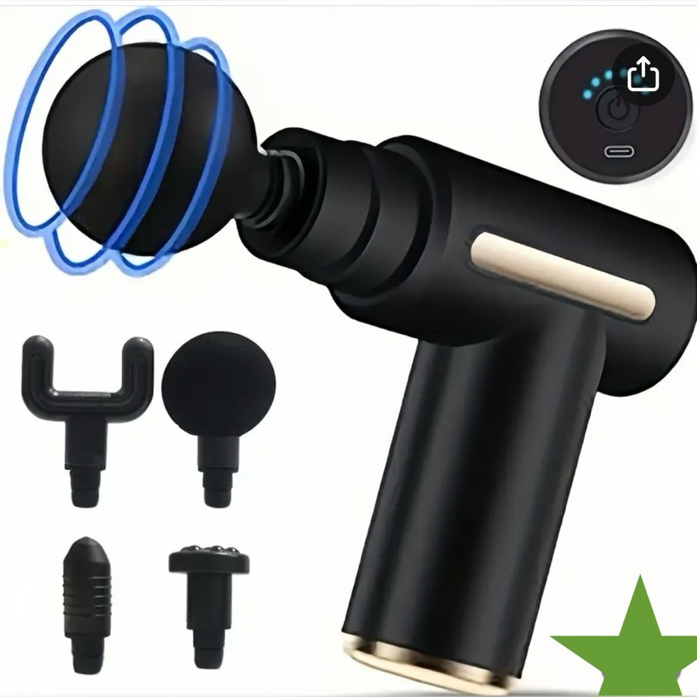 Massage Gun black and Gold with 4 detachable massage heads